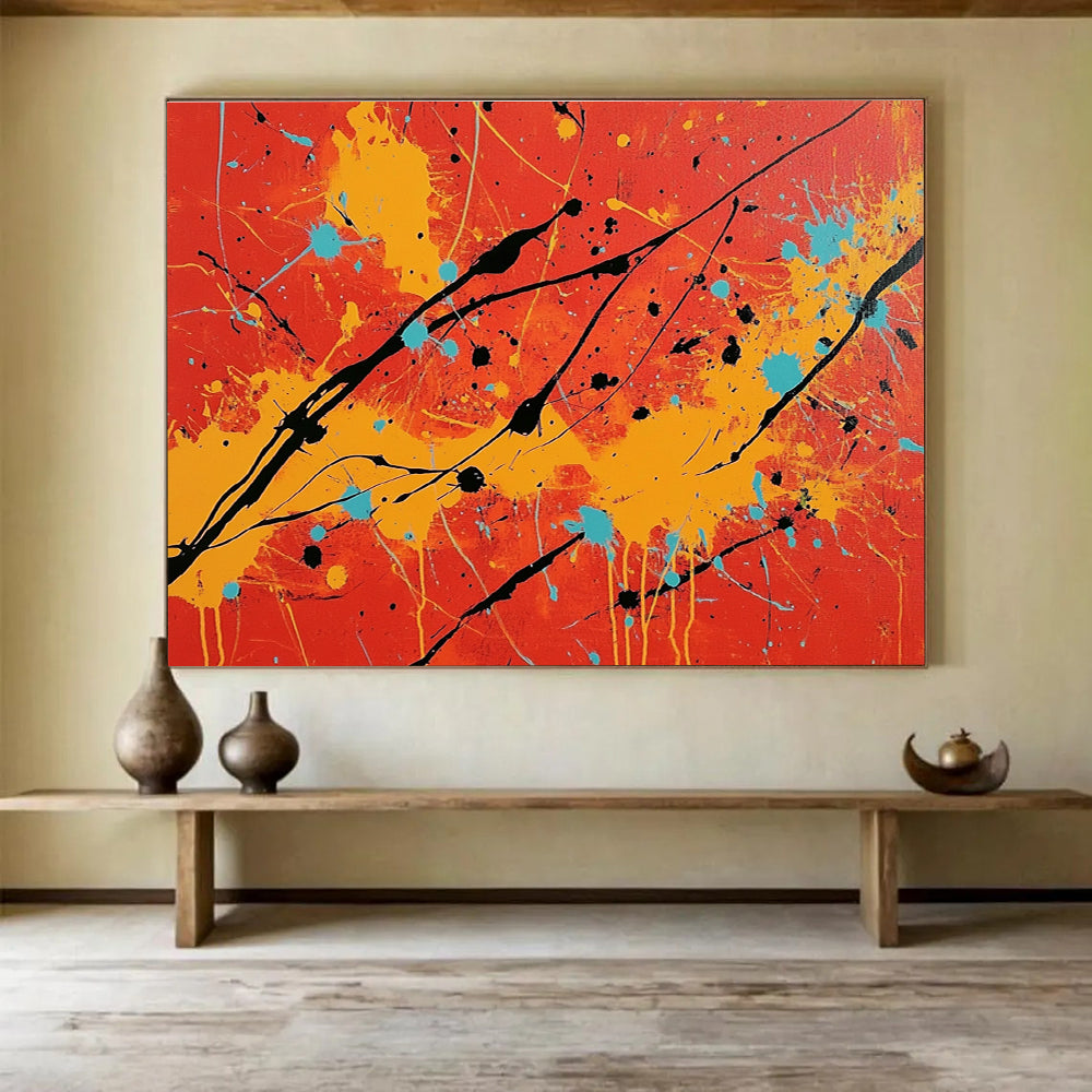 Red Yellow and Blue Splatter - Style Abstract Painting DYP122
