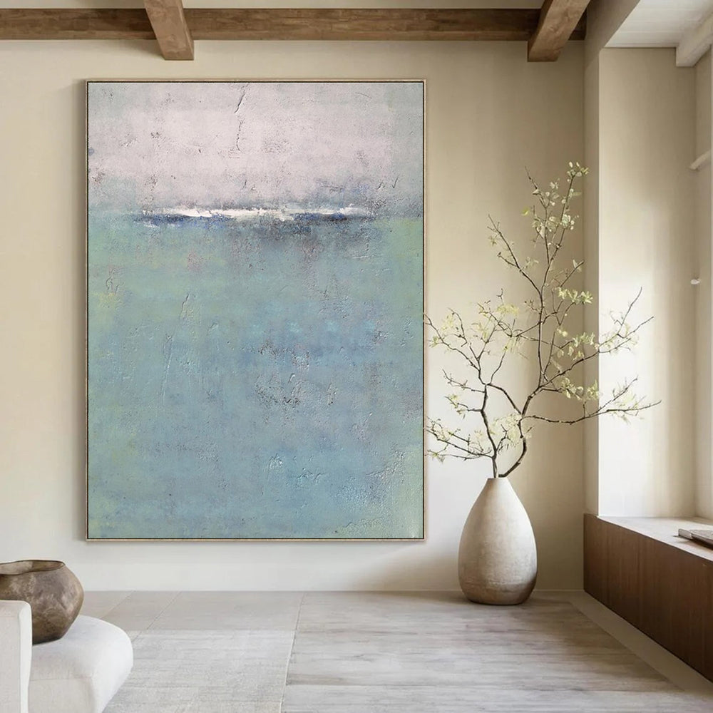 Gray and Blue Abstract Seascape - inspired Painting ADGE354