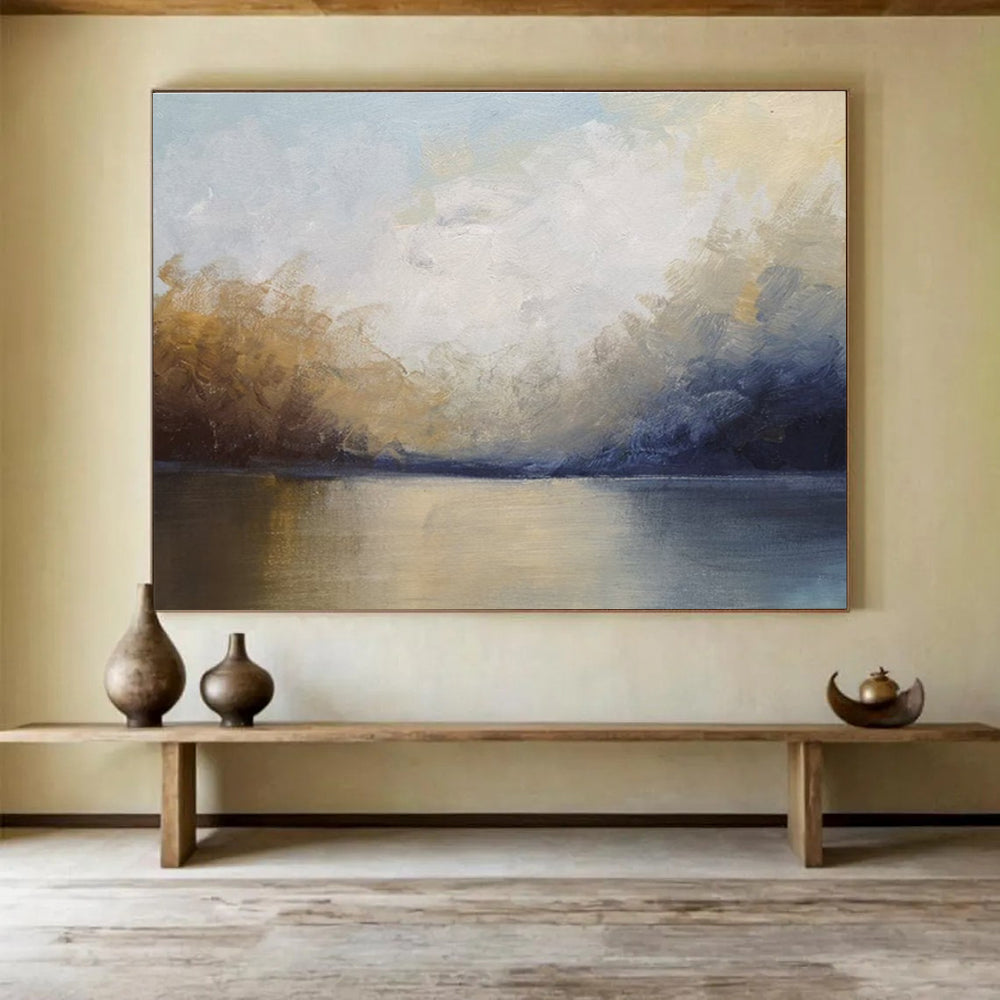 Soft Toned Lake Sky Abstract Painting THY040