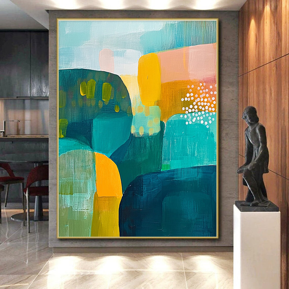 Colorful Abstract Shapes Painting with Vibrant Energy GER174