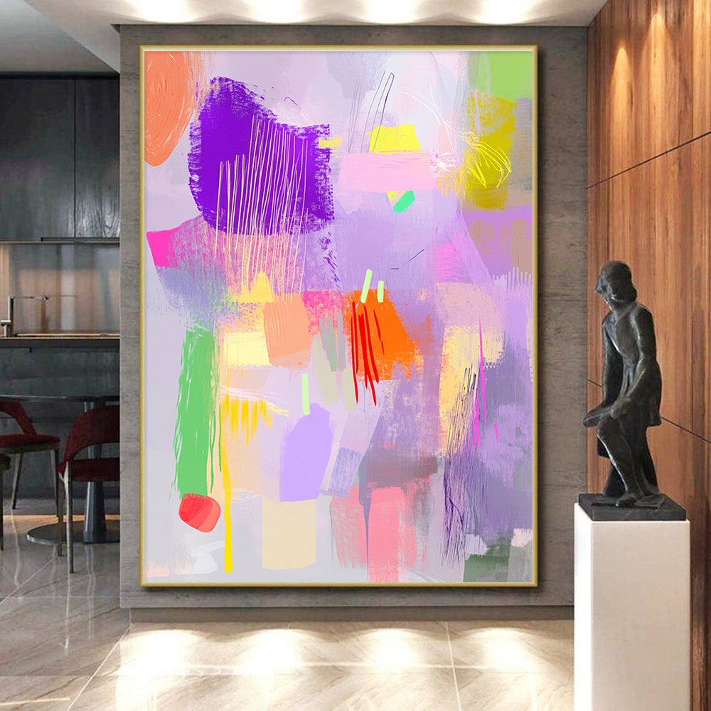 Colorful Pastel Abstract Painting with Playful Forms GER748