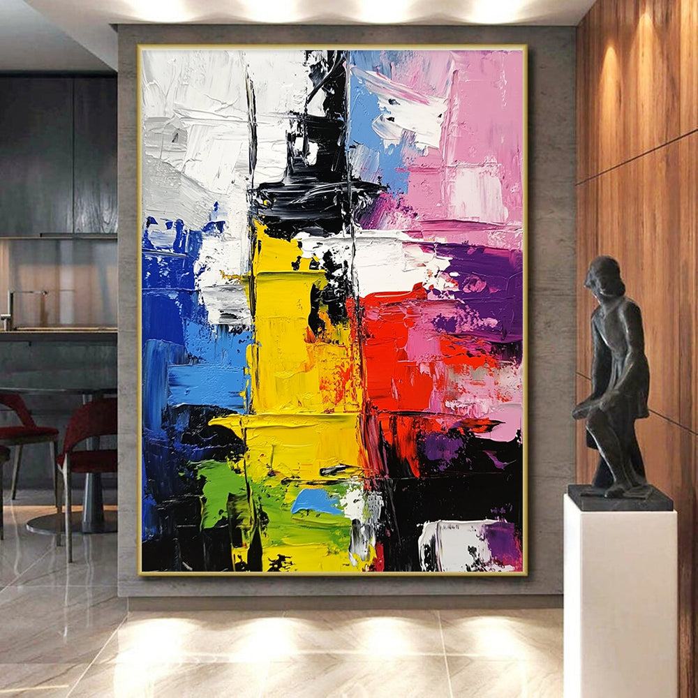 Multicolor Block Abstract Painting with Diverse Hues GER733