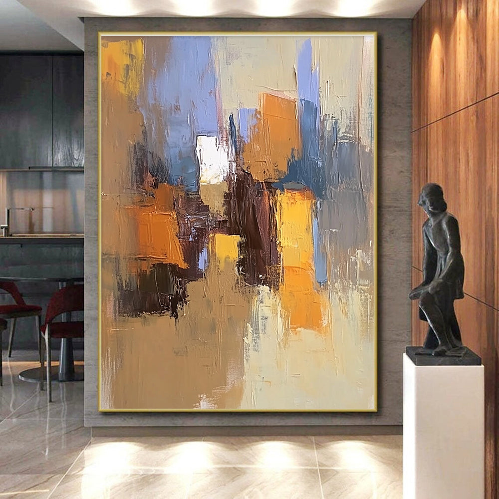 Colorful Block Abstract Painting with Layered Hues GER792