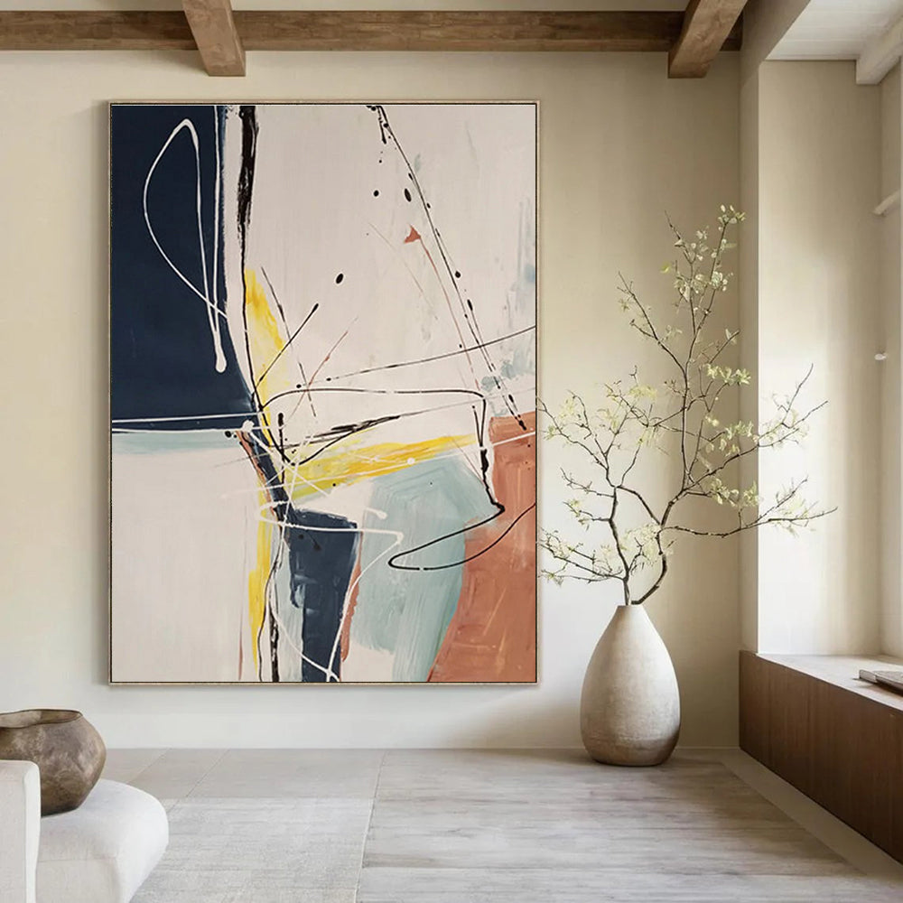 Black Yellow Blue Abstract Painting ADGE037