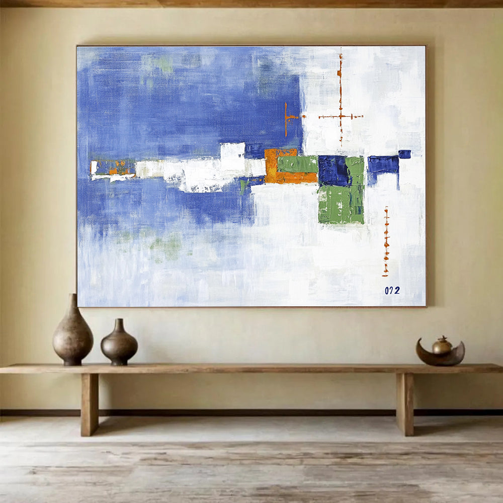 Blue and Green Geometric Abstract Painting DYP086