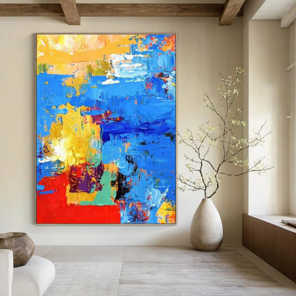 Bold Color Block Abstract Painting with Striking Combinations ADGE413