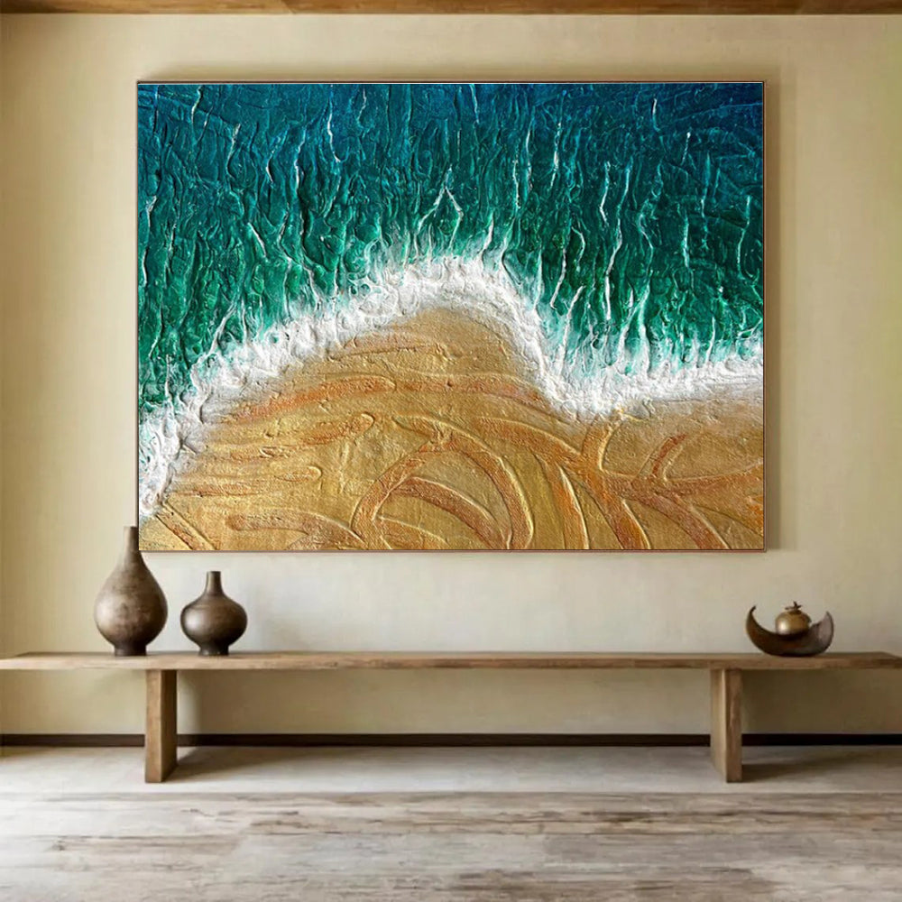 Beach Wave Abstract Painting with Textured Seascapes THY356