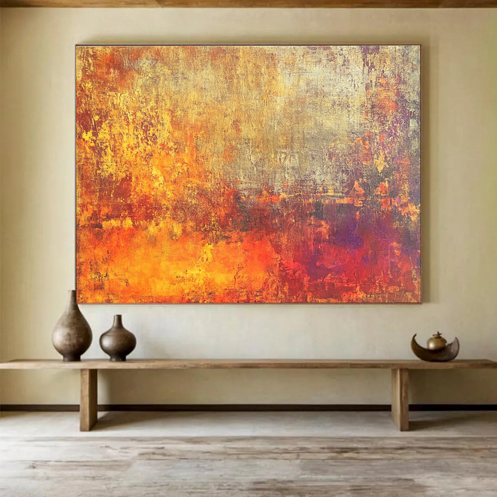 Orange Yellow Purple - Warm Abstract Painting DYP024