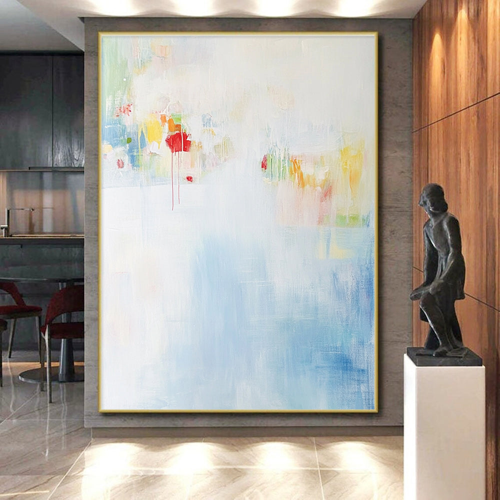 Light - hued Colorful Abstract Painting with Subtle Drips GER411