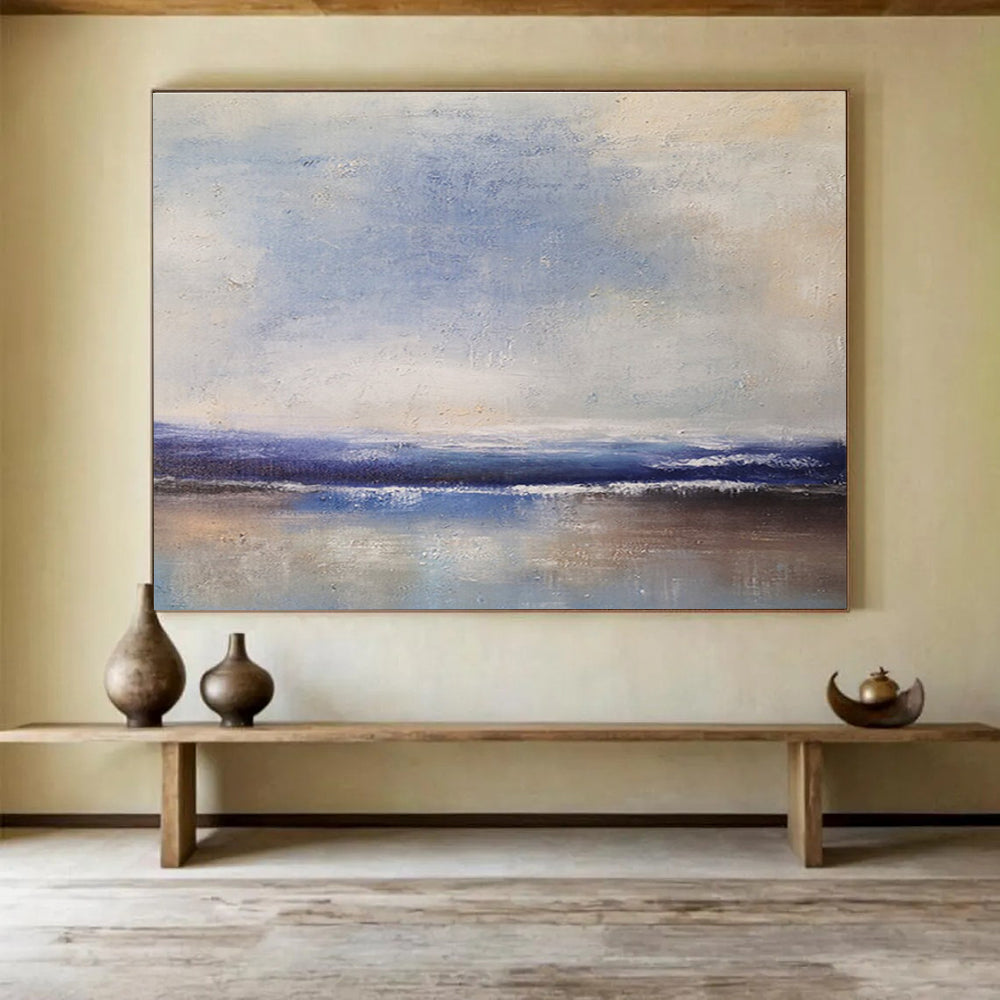 Blue Grey Serene Sea Abstract Painting THY036