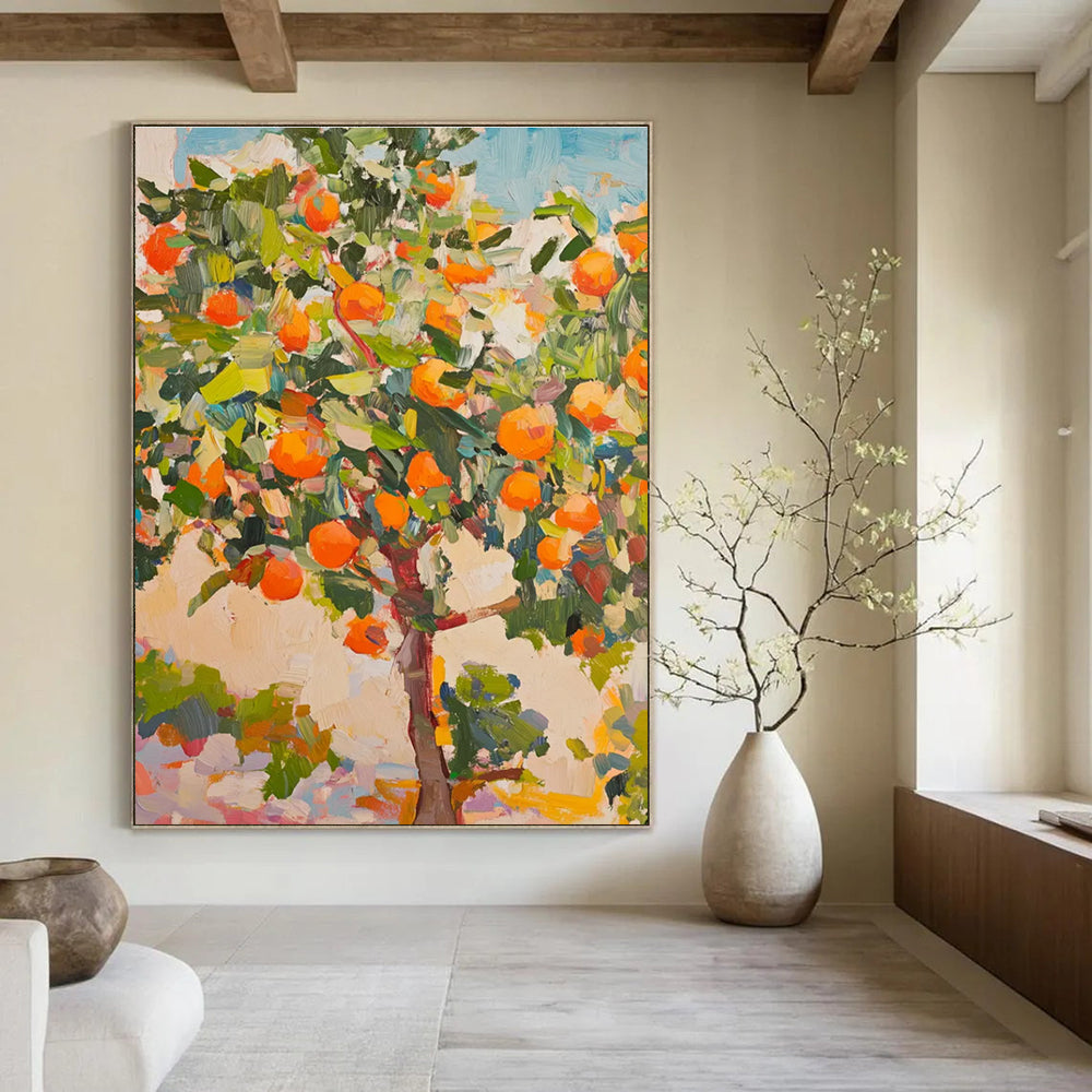 Expressive Orange Tree Art Painting with Dynamic Brushstrokes ADGE439