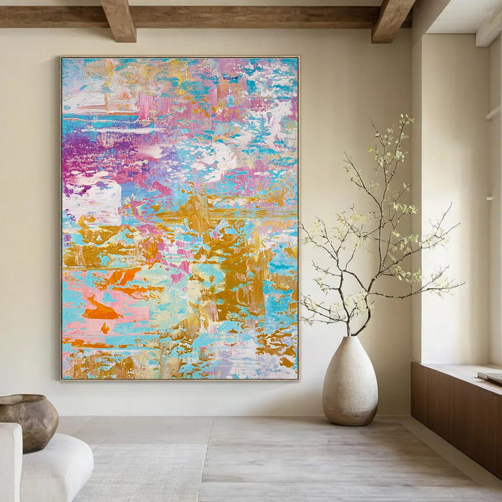 Pastel - Gold Abstract Painting with Layered Colors ADGE464