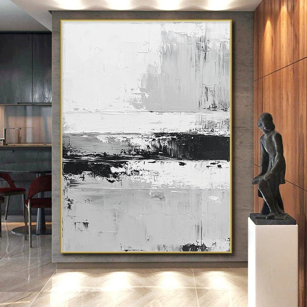 Monochrome Layered Abstract with Black and White Textures GER361