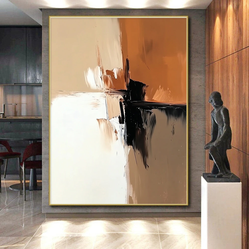 Warm Color Block Abstract with Beige and Black GER341