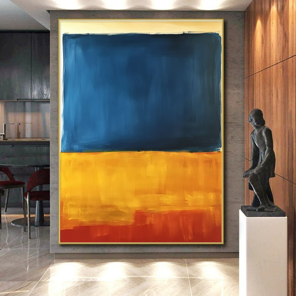 Blue and Yellow Abstract Gradient Painting with Subtle Textures GER221