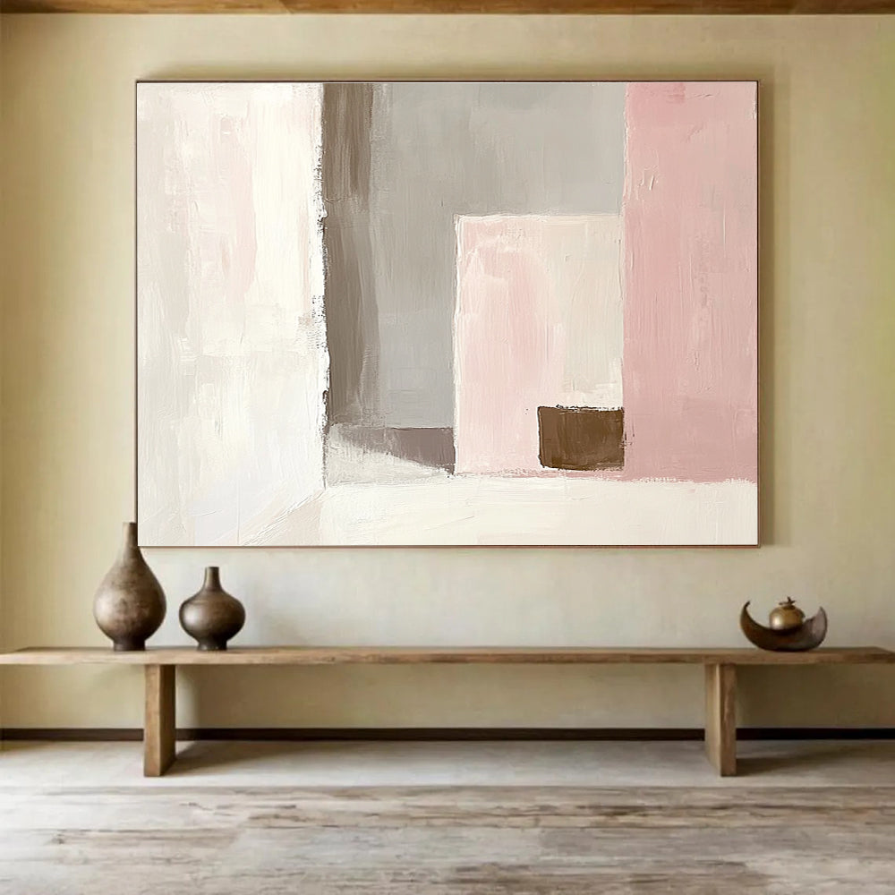 Pastel Geometry Abstract Painting with Soft Color Blocks DYP380