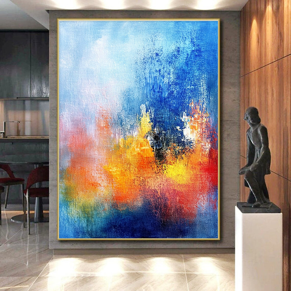 Blue Orange Abstract Painting with Blended Hues GER514