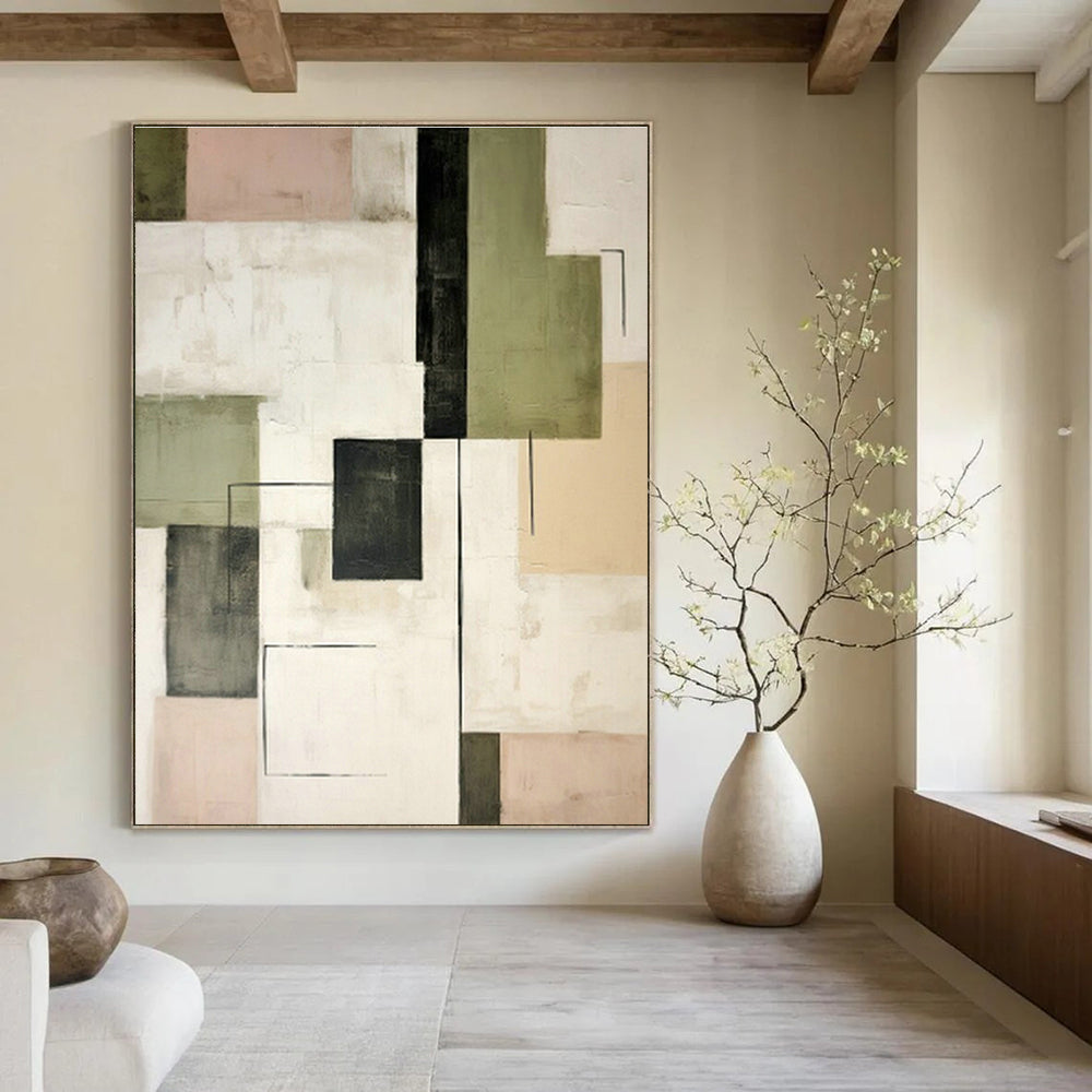 Grand - Scale Custom Hand - Painted Abstracts for Office Breakout Rooms & Cottage Dining Room Butler's Pantries DLZ0600