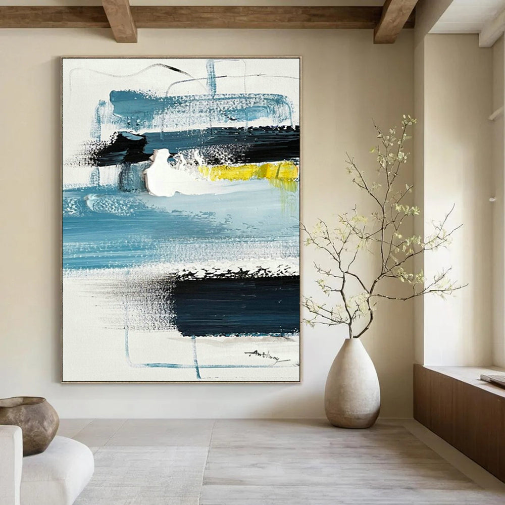 Original Hand-Painted Abstract Canvas for Cottage Office & Hallway DLZ1660