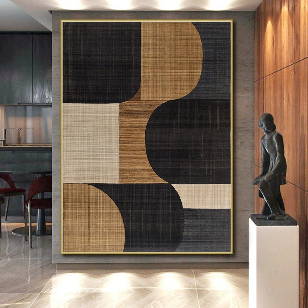 Black Brown Geometric Rug Abstract Painting GER841