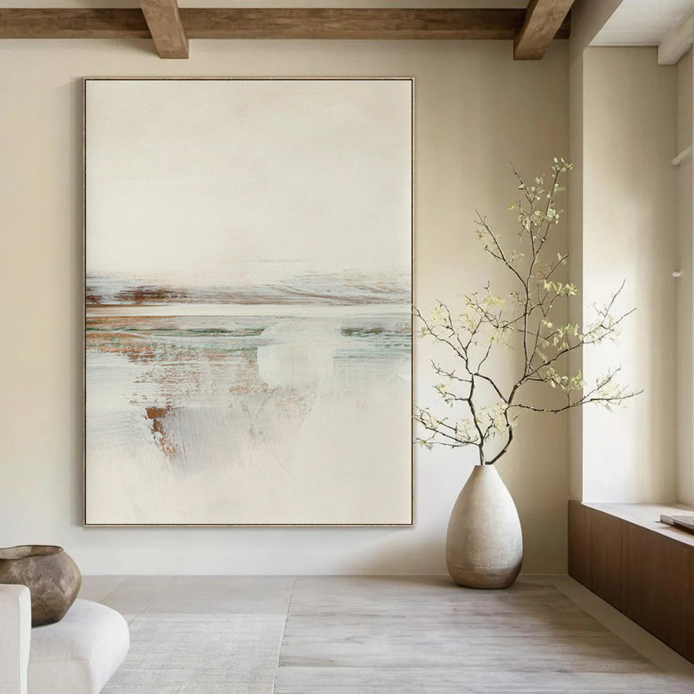 Neutral Tones Reflective Coastal Abstract Painting ADGE225