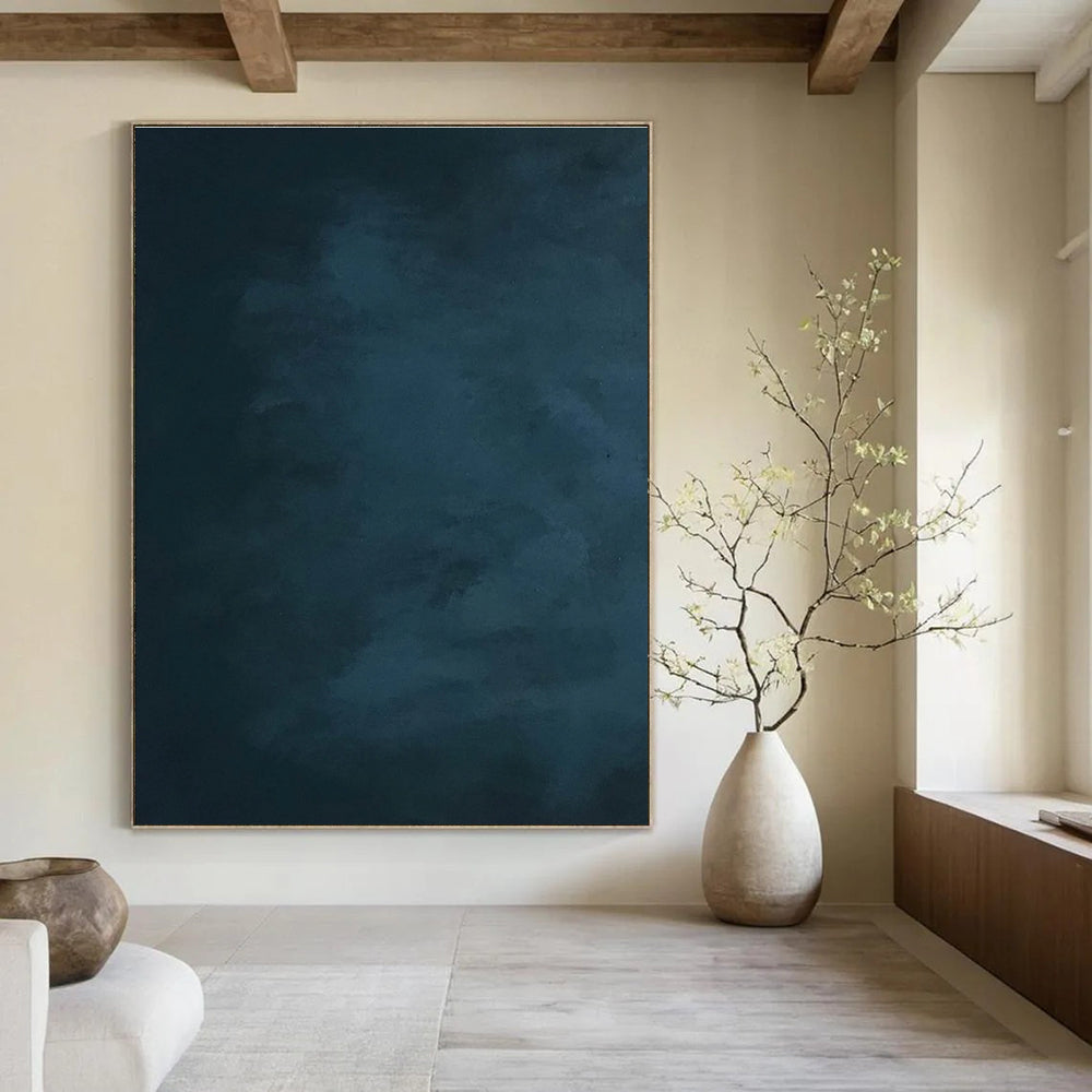Dark Blue Gradient Abstract Painting with Subtle Shades ADGE495