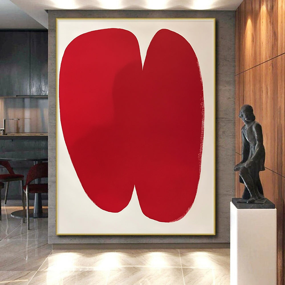 Bold Red Minimalist Abstract Painting with Simple Form GER262