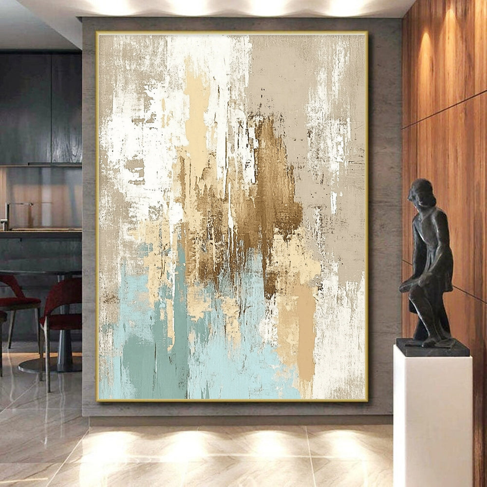 Neutral Tone Abstract with Brown Blue and White GER335