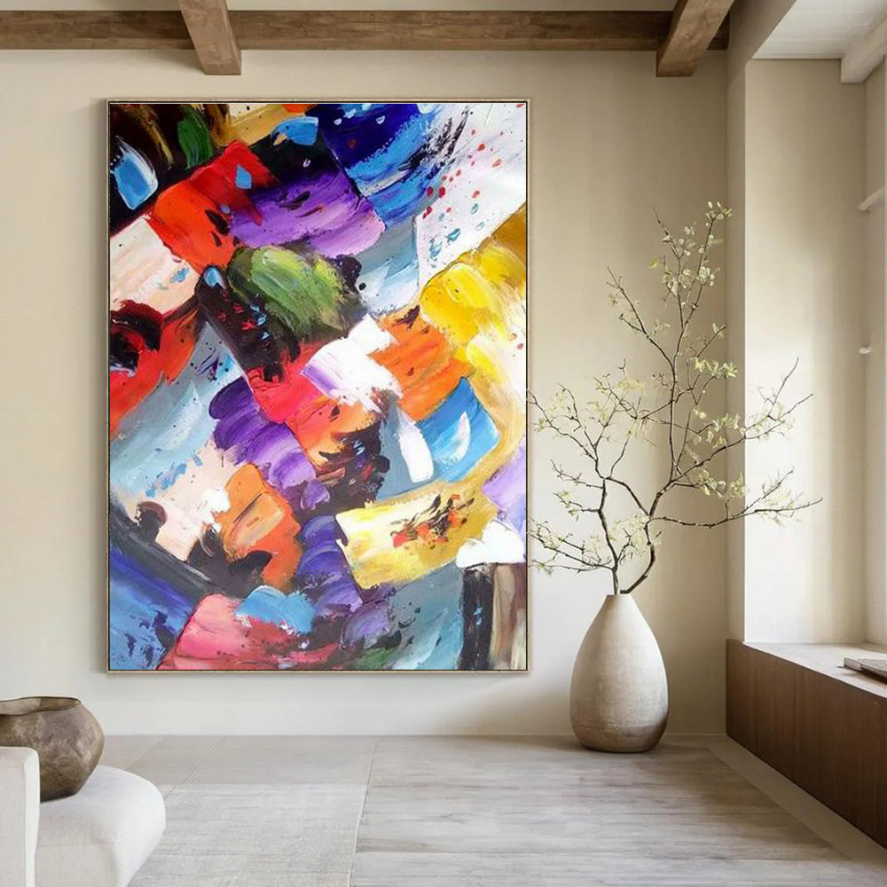 Colorful Geometric Abstract Painting with Playful Shapes ADGE416