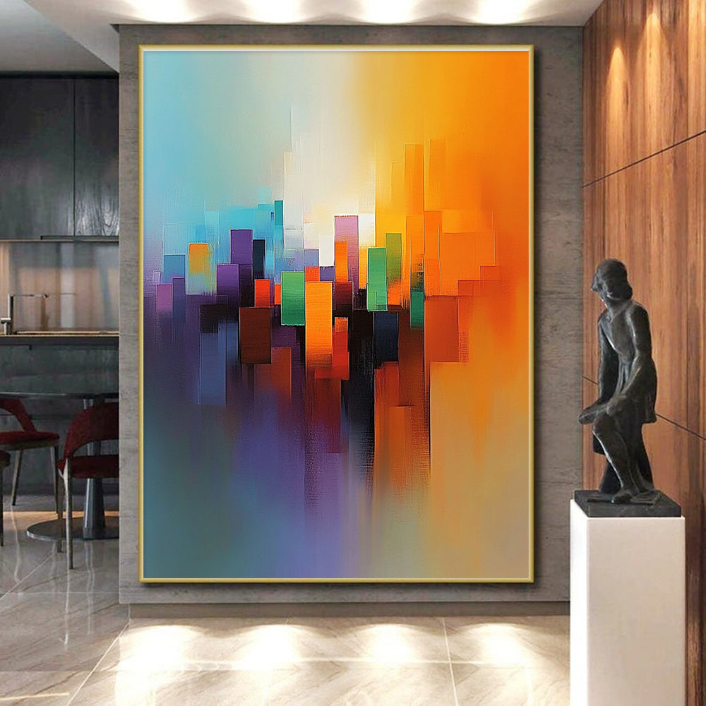 Colorful City Abstract Painting with Vivid Hues GER449