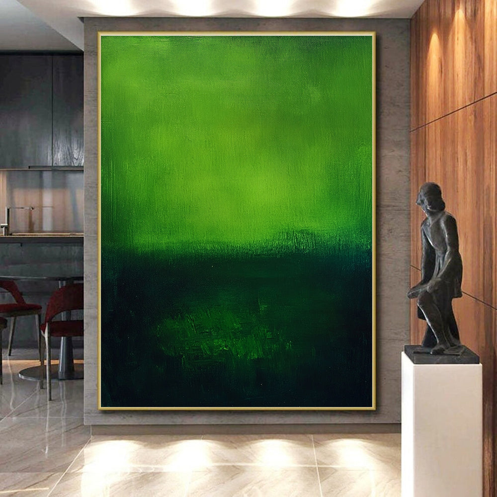 Green Abstract Painting with Gradient Hues GER458