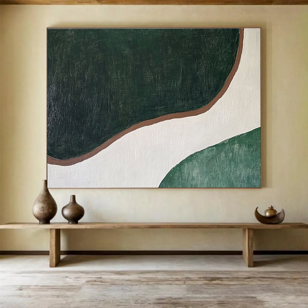 Green and Brown Curved - Shape Abstract Painting DYP123