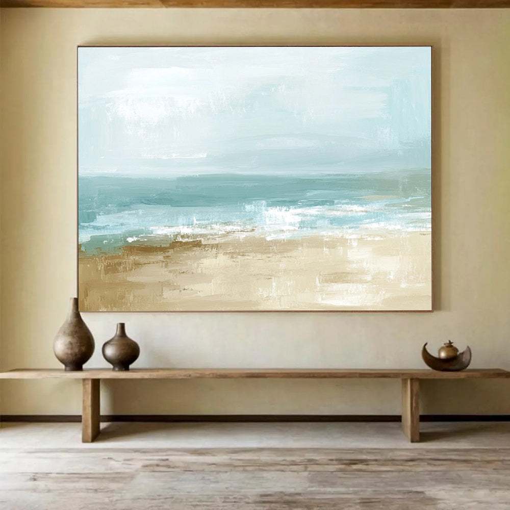 Light Blue and Beige Beach Abstract Painting DYP136