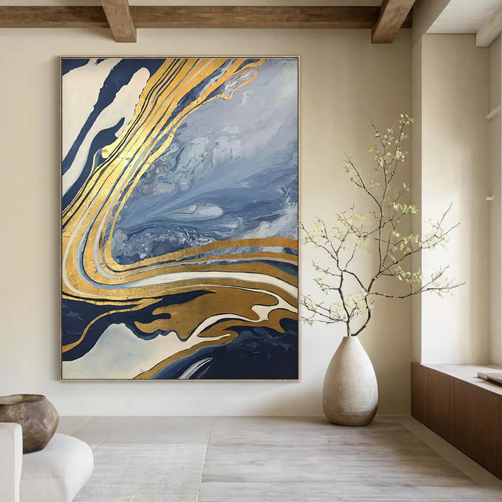 Large Hand - Painted Abstract Canvases for Hallway Staircase Handrails & Office Server Closet Shelf Backings DLZ0877