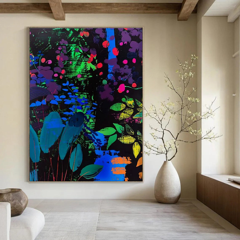 Neon - colored Abstract Forest Painting with Vibrant Foliage ADGE095