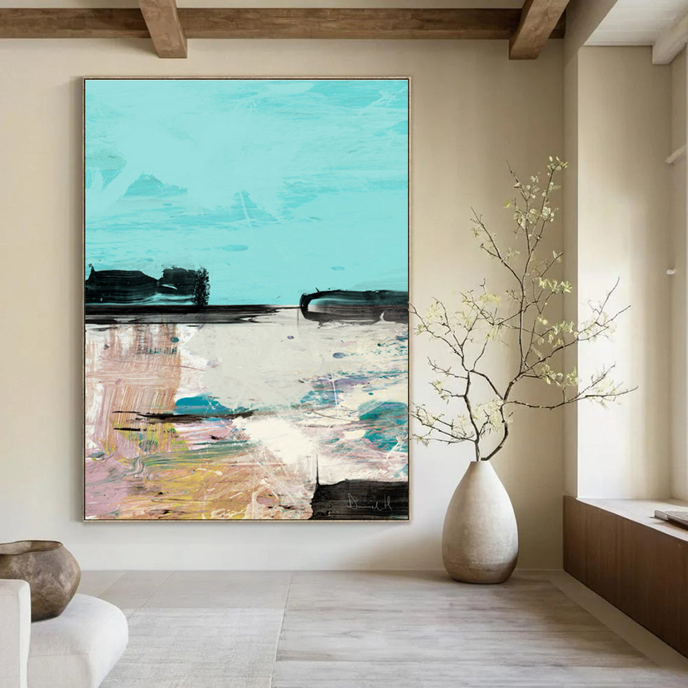 Coastal Abstract in Blue with Colorful Accents Painting ADGE197