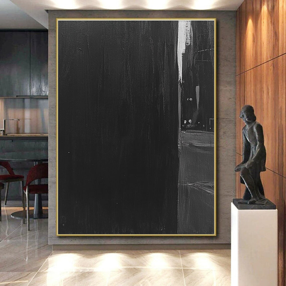 Black and Gray Urban Alley Abstract Painting with Subtle Light GER016