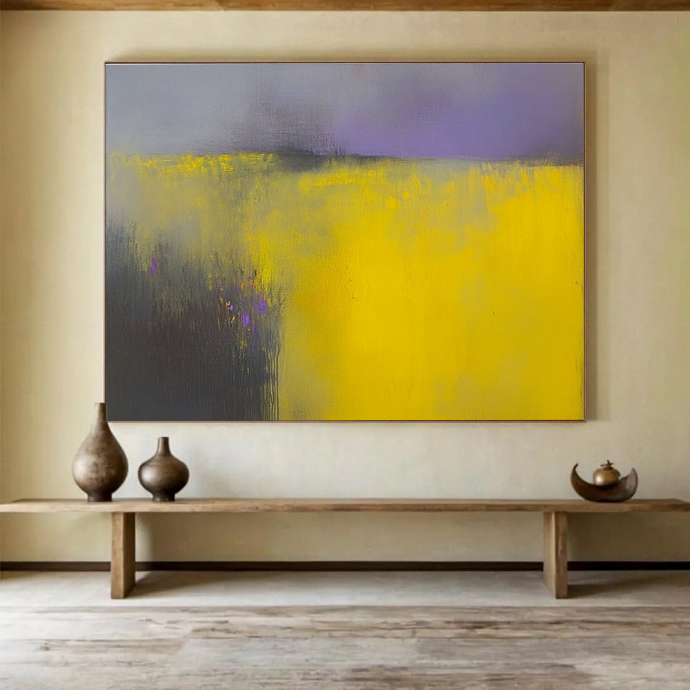 Yellow and Purple - Dreamy Field Abstract Painting DYP066
