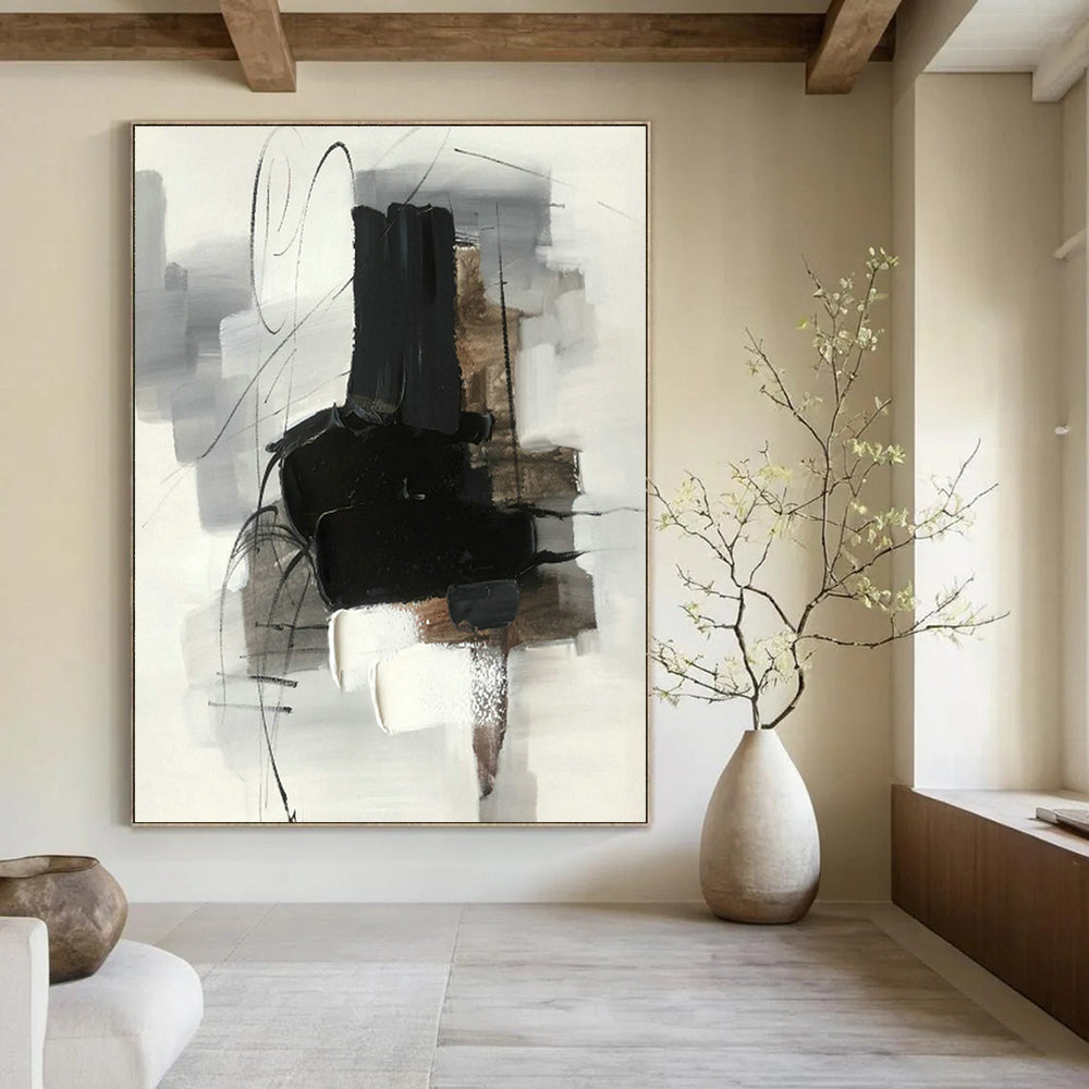 Oversized Hand-Painted Abstract Canvas for Dining Room & Entryway DLZ1287