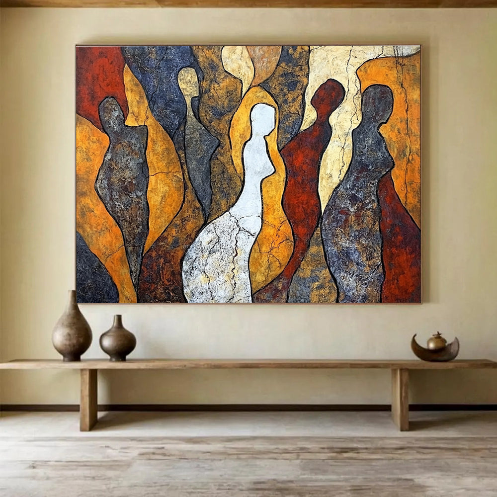 Figure - Silhouette Abstract Painting with Earthy Tones DYP112
