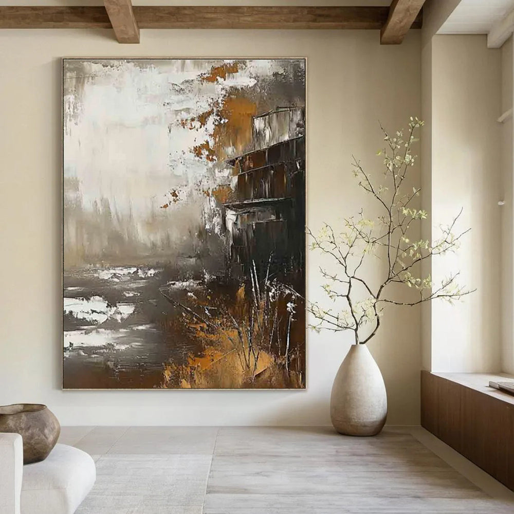 Riverbank Abstract Painting with Muted Tones ADGE485