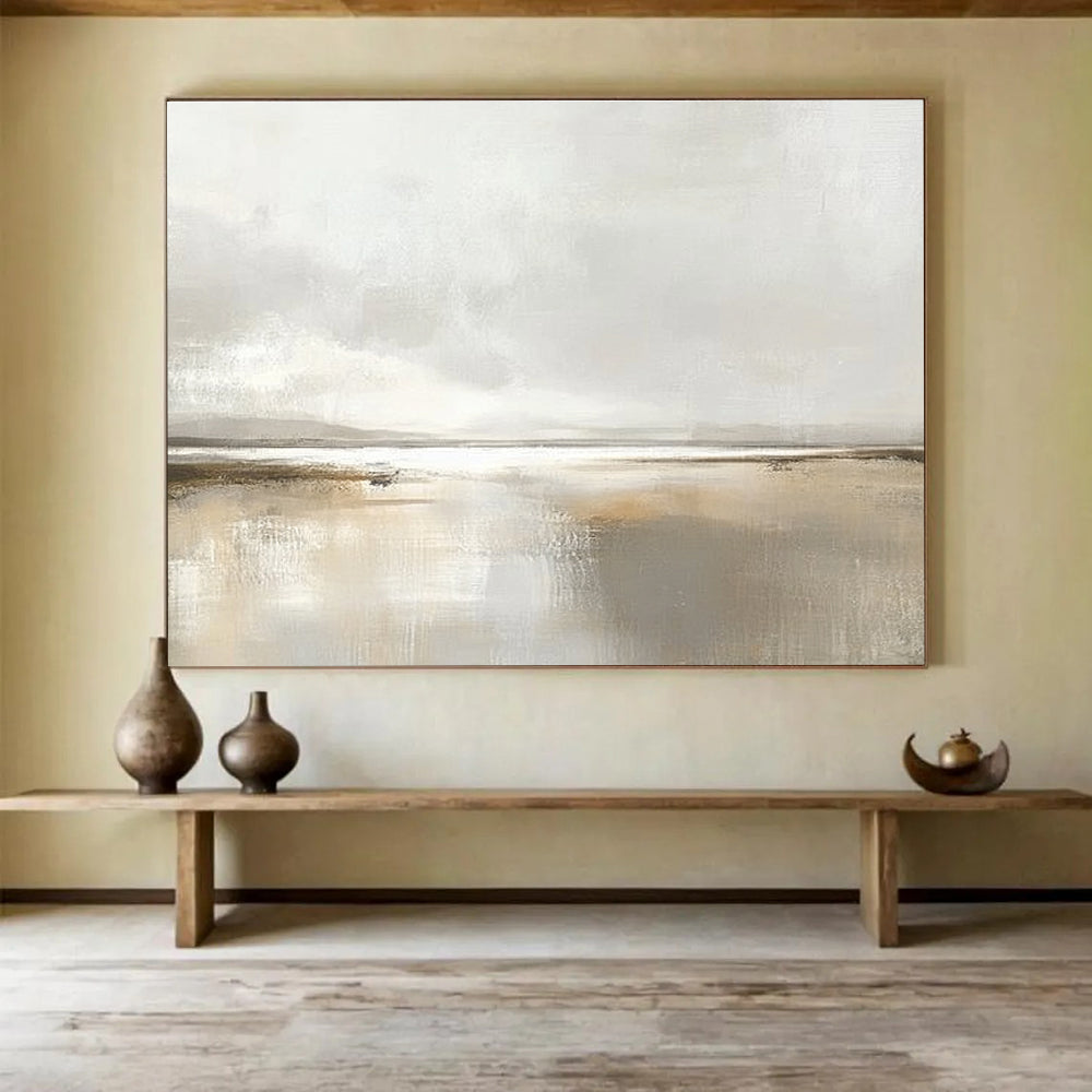 Minimalist Landscape Abstract Painting with Neutral Tones DYP225