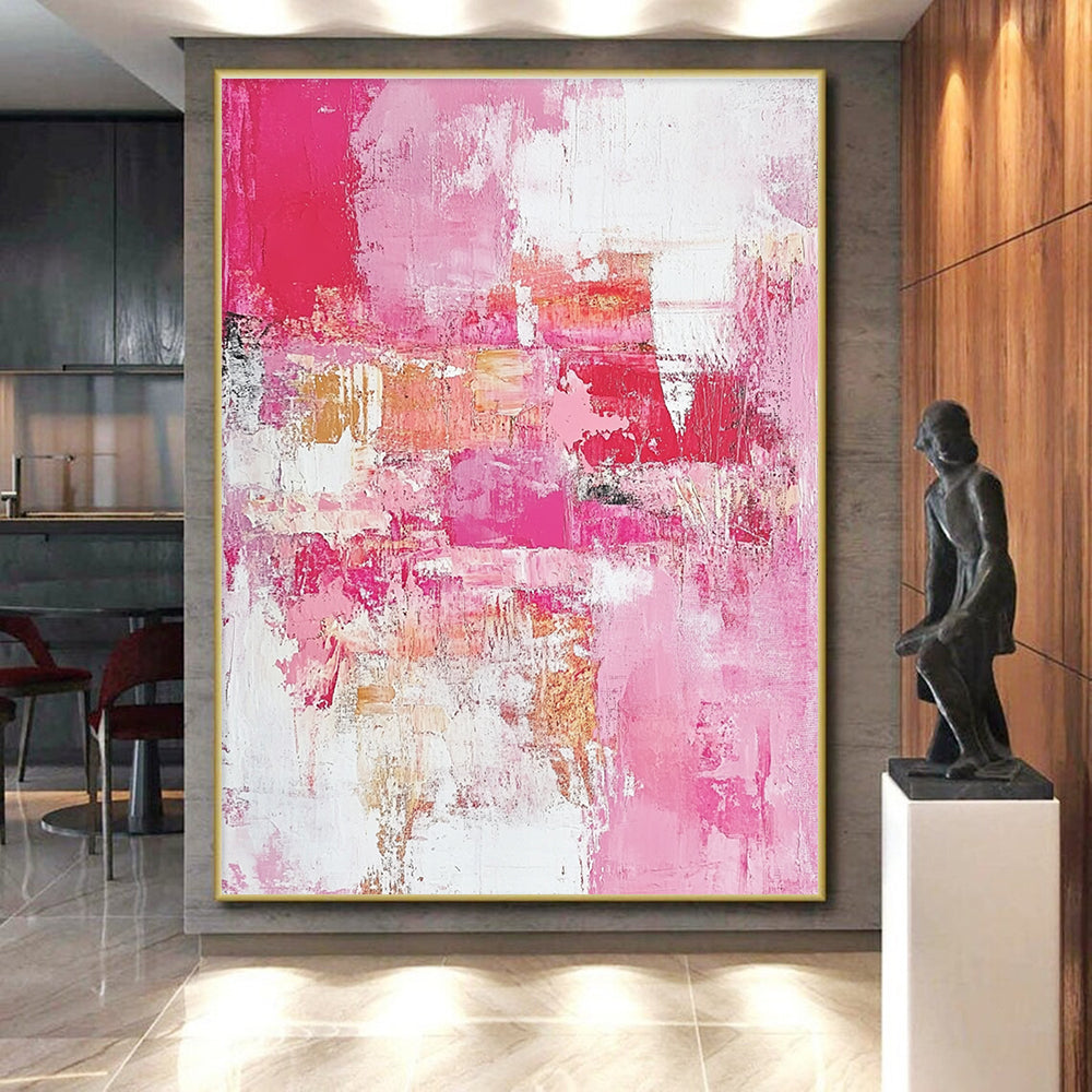 Pink Abstract Painting with Textured Surfaces GER727
