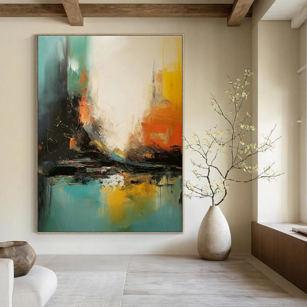 Custom Hand - Painted Abstract Art for Cottage Entryway Pet Bed Frames & Office Break Room Water Cooler Wraps DLZ0935