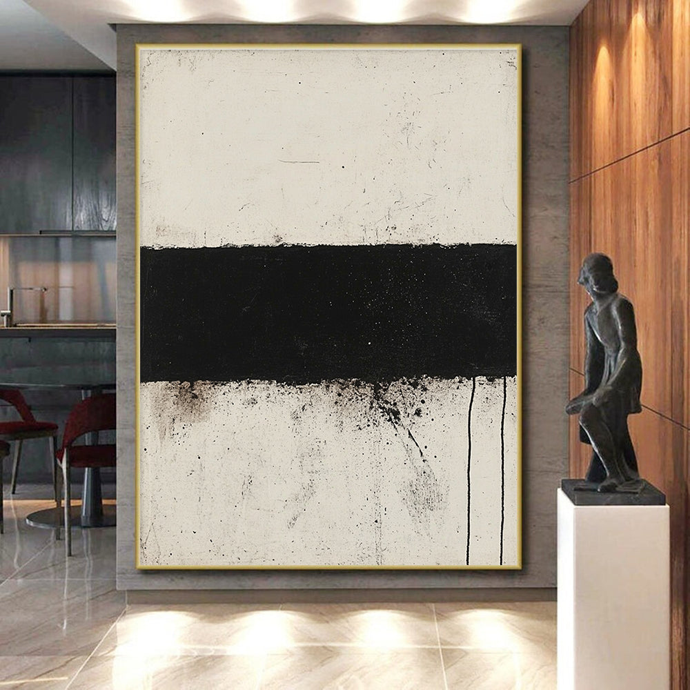 Black and White Abstract Painting with Textured Contrast GER143