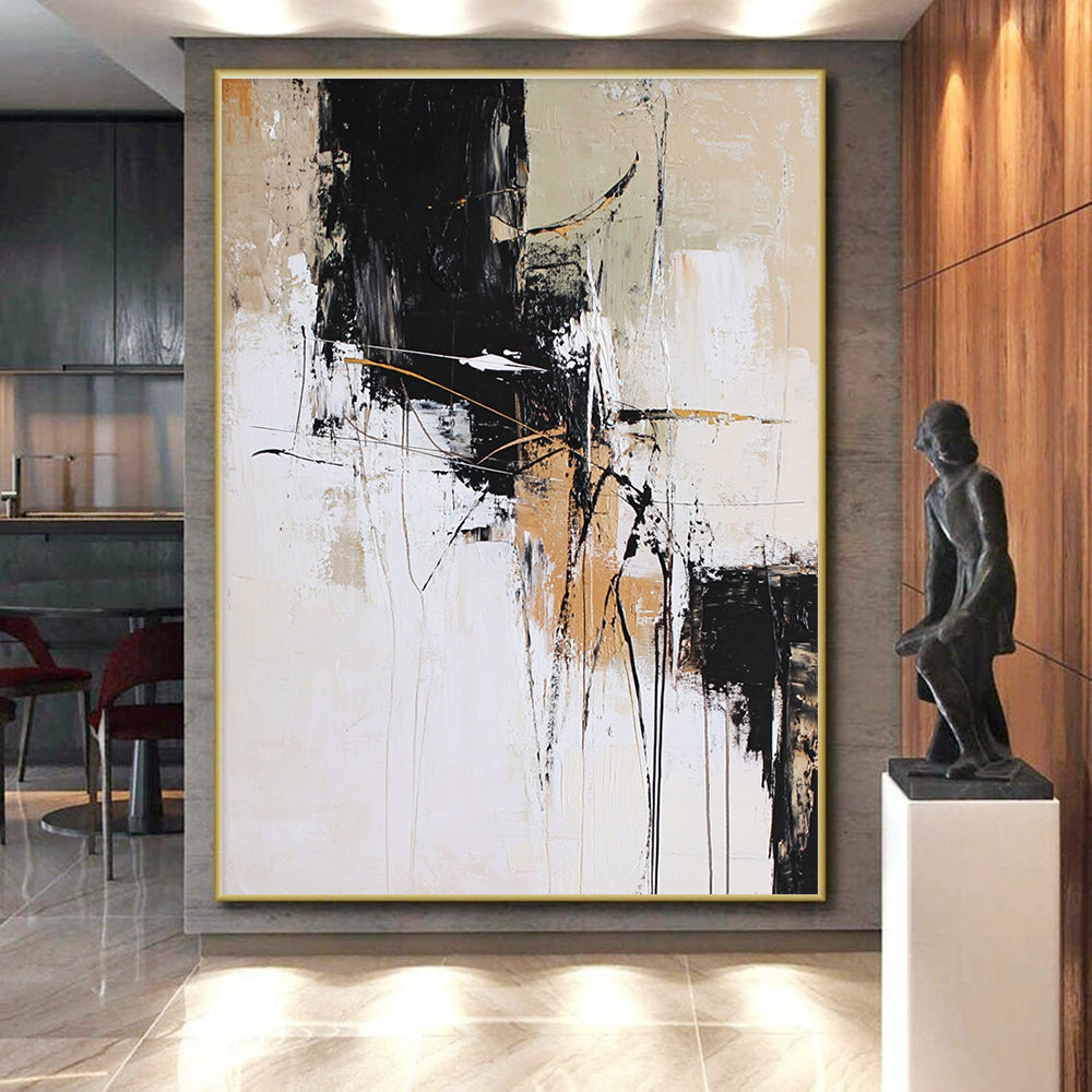 Neutral Textured Abstract Painting with Minimalist Flair GER409