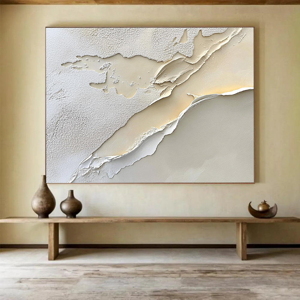 Beige White Textured - Layered Terrain Abstract Painting DYP051