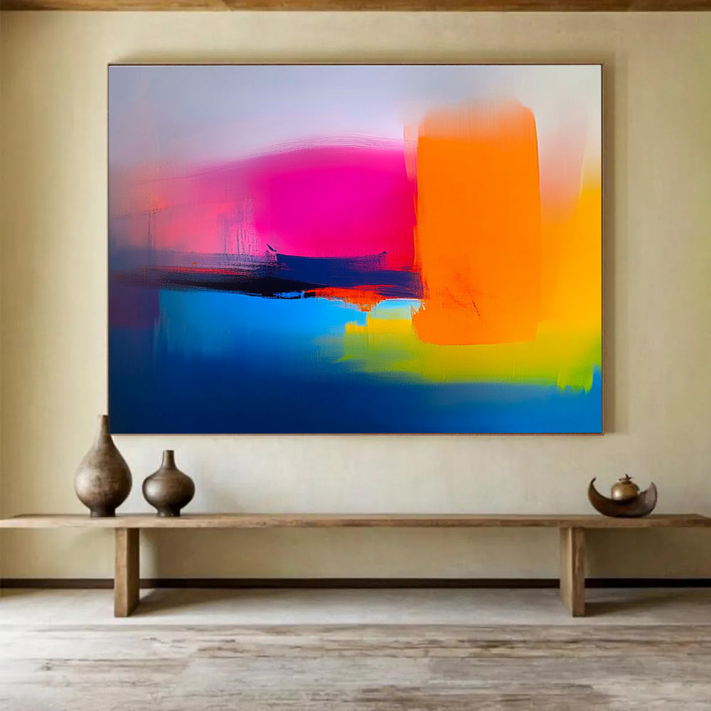 Neon Color Abstract Painting with Bold Shapes DYP308