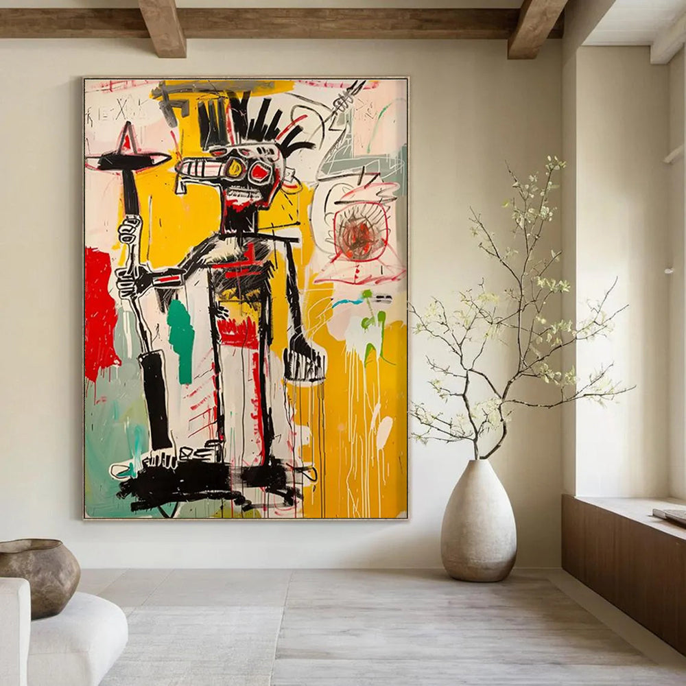 Tribal - Inspired Figure with Bold Lines Abstract Painting ADGE103