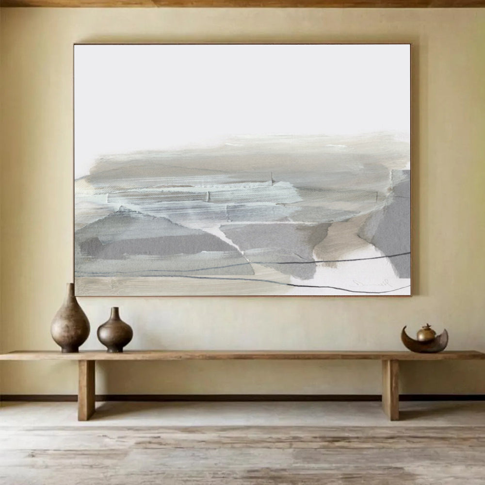 Grey - toned Minimalist Landscape Abstract Painting THY130